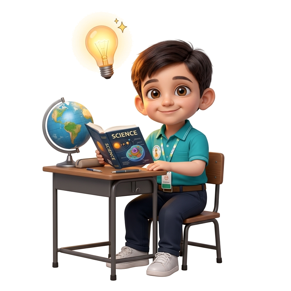 Junior High Mascot with globe and ideas